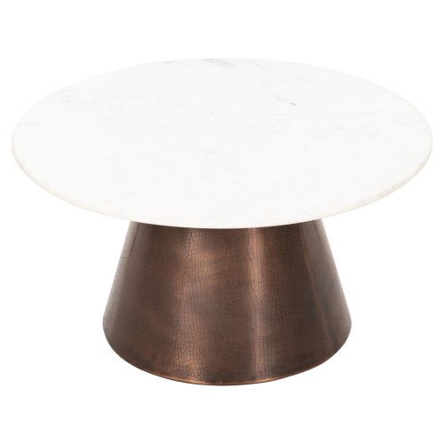 FODEN WOHNZIMMERTISCH WEISSE MARMORPLATTE UND METALL Φ77x40cm