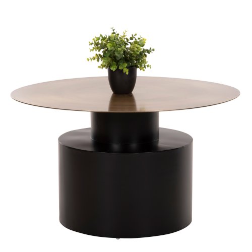 COUCHTISCH CUTTY METALL IN SCHWARZ UND ANTIKMESSING Φ76x45,5Hcm