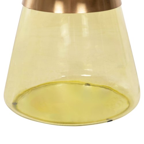 COUCHTISCH SCAL, GRÜNES GLAS, METALLPLATTE IN GOLD, Φ76x43,5Hcm