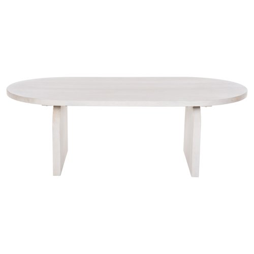 COUCHTISCH OVAL HONKY MANGOHOLZ MASSIV IN WEISS 120x60x40Hcm