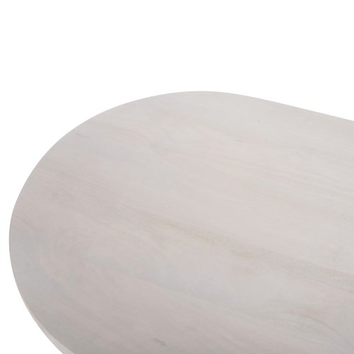 COUCHTISCH OVAL HONKY MANGOHOLZ MASSIV IN WEISS 120x60x40Hcm