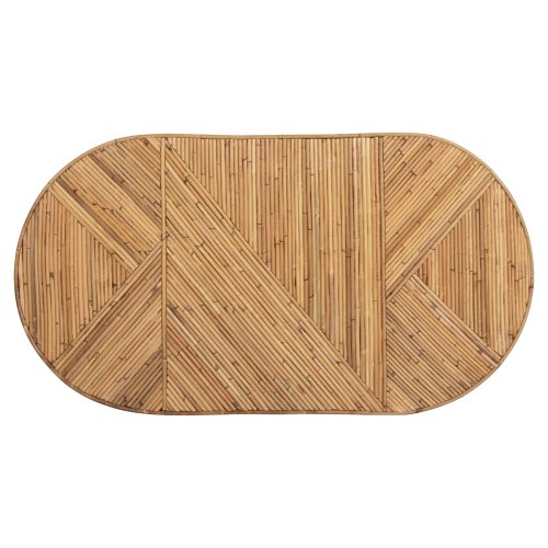 COUCHTISCH MIT OVALE PLATTE RATTAN IN NATURFARBE, 110 x 59 x 39 cm
