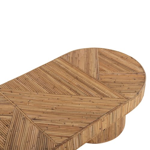 COUCHTISCH MIT OVALE PLATTE RATTAN IN NATURFARBE, 110 x 59 x 39 cm