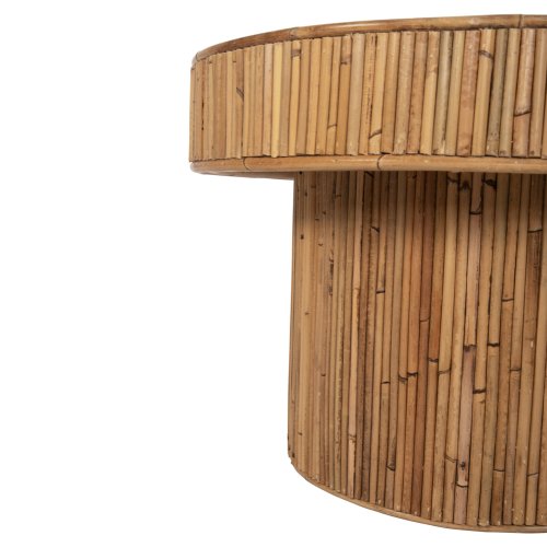COUCHTISCH MIT OVALE PLATTE RATTAN IN NATURFARBE, 110 x 59 x 39 cm