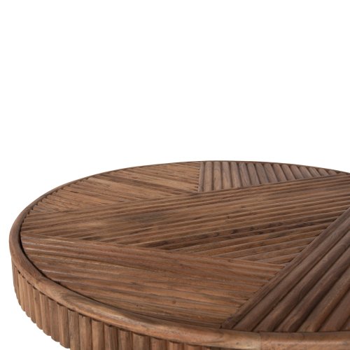 COUCHTISCH RUND MASSIVES AKAZIENHOLZ IN NATÜRLICHER FARBE Φ80x38Hcm