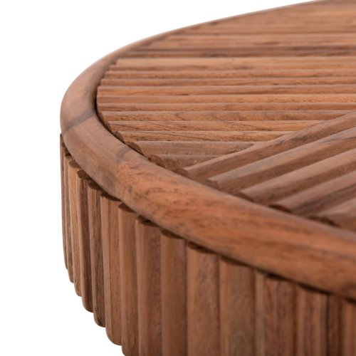 COUCHTISCH RUND MASSIVES AKAZIENHOLZ IN NATÜRLICHER FARBE Φ80x38Hcm