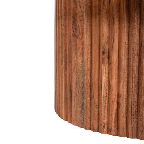 COUCHTISCH RUND MASSIVES AKAZIENHOLZ IN NATÜRLICHER FARBE Φ80x38Hcm