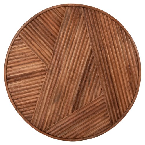 COUCHTISCH RUND MASSIVES AKAZIENHOLZ IN NATÜRLICHER FARBE Φ80x38Hcm