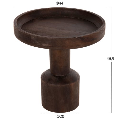 COUCHTISCH RUND MASSIVES MANGOHOLZ IN DUNKELBRAUN Φ45x47Hcm