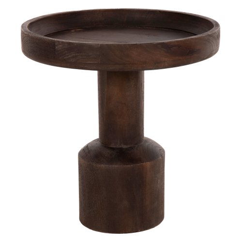 COUCHTISCH RUND MASSIVES MANGOHOLZ IN DUNKELBRAUN Φ45x47Hcm