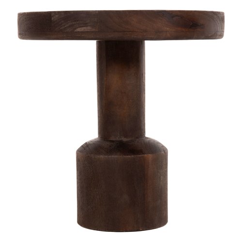 COUCHTISCH RUND MASSIVES MANGOHOLZ IN DUNKELBRAUN Φ45x47Hcm