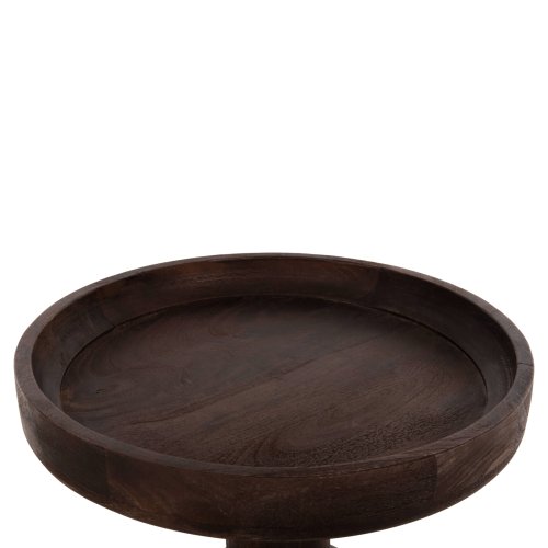 COUCHTISCH RUND MASSIVES MANGOHOLZ IN DUNKELBRAUN Φ45x47Hcm