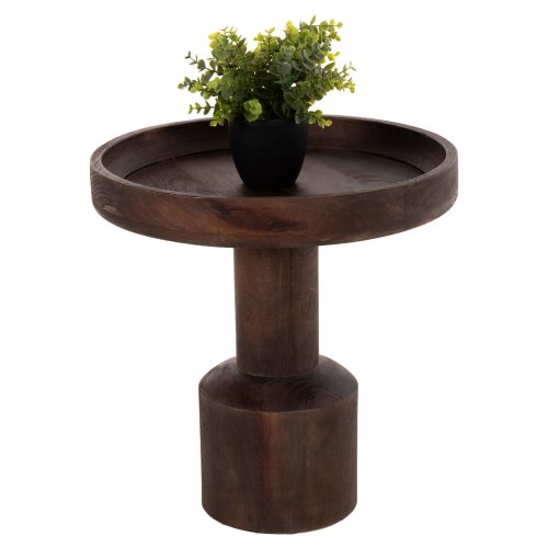 COUCHTISCH RUND MASSIVES MANGOHOLZ IN DUNKELBRAUN Φ45x47Hcm