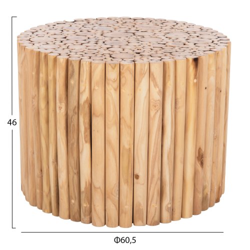 COFFEE TABLE ROUND TEAK BRANCHES- NATURAL Φ60,5x46Hcm