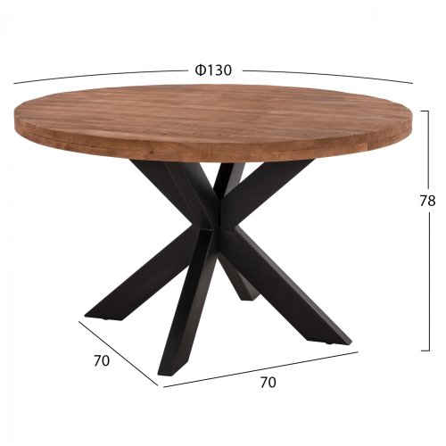 Tisch aus massivem Mangoholz Φ 130x78 cm | Baumstamm Möbel