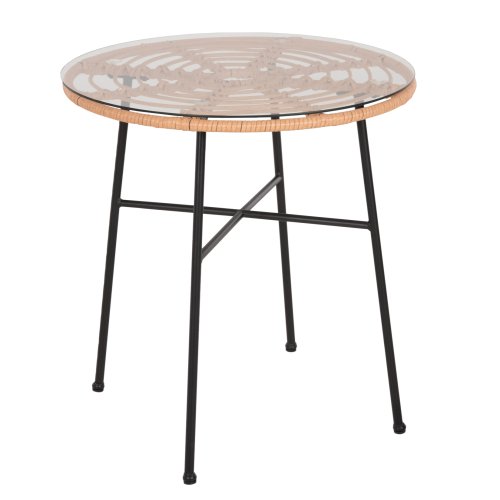ESSZIMMERTISCH, RUND, ALLEGRA, SCHWARZ, METALL-PE-RATTAN, IN NATUR, Φ70x74Hcm