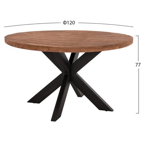 RUNDER ESSTISCH MASSIVE AKAZIENHOLZPLATTE 4 cm. Φ120Χ77Hcm