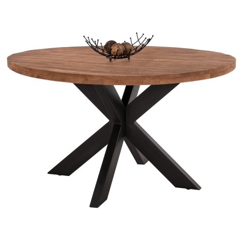 RUNDER ESSTISCH MASSIVE AKAZIENHOLZPLATTE 4 cm. Φ120Χ77Hcm