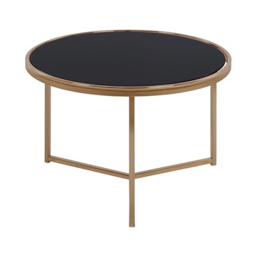 Round table FRANZESCO with glass surface and gilded frame
