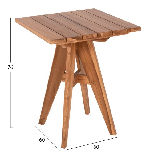 QUADRATISCHER ESSTISCH FÜR DEN AUSSENBEREICH AUS TEAKHOLZ, 60 x 60 x 75 Hcm