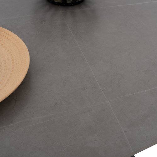 ΤΡΑΠΕΖΙ ΤΡΑΠΕΖΑΡΙΑΣ ΑΠΟ SINTERED STONE ΓΚΡΙ ΜΕΤΑΛΛΙΚΑ ΠΟΔΙΑ 160x90x75εκ. WW9308.03