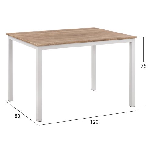 ESSTISCH SONAMA MDF-WEIßE METALLBEINE 120X80Χ75Hcm