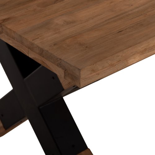 ESSTISCH FUSSBEINE AUS MASSIVEM RECYCELTEM TEAKHOLZ MIT METALL, 250 x 100 x 78 Hcm