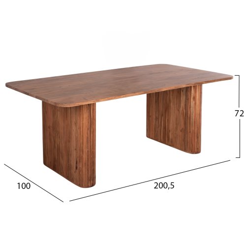 ESSTISCH MASSIVES AKAZIENHOLZ IN NATUR 200,5x100x72Hcm