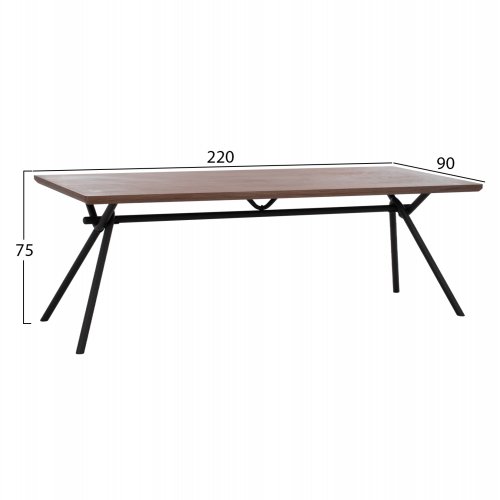 ESSTISCH AUS WALNUSSFURNIER IM RUSTIKALEN STIL WW9303.02 220x90x75 cm