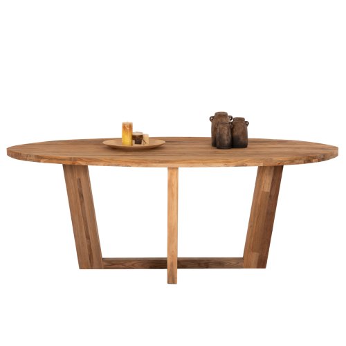 Esstisch in ovaler Form aus recyceltem Teakholz, 209 x 109 x 80 cm