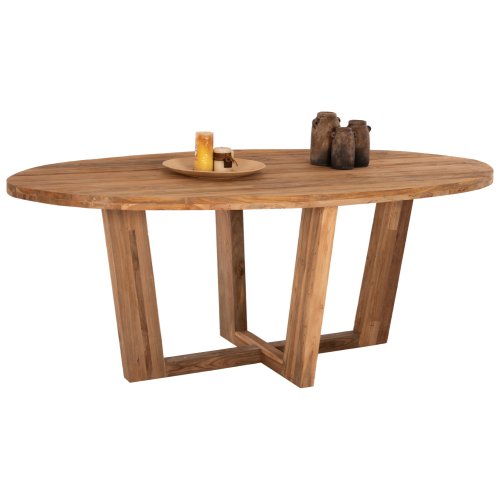 Esstisch in ovaler Form aus recyceltem Teakholz, 209 x 109 x 80 cm