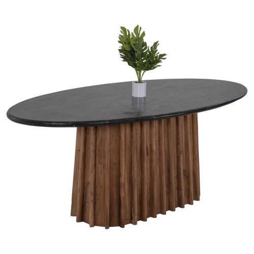 OVALE ESSTISCH DRAXX MASSIVE AKAZIE-SCHWARZ-MARMOR 200x100x76cm