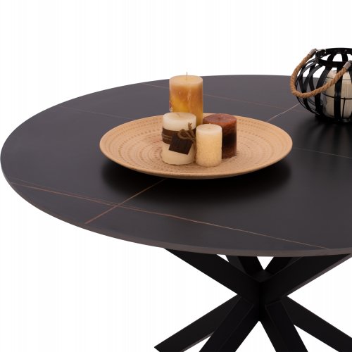 ΤΡΑΠΕΖΙ ΤΡΑΠΕΖΑΡΙΑΣ ΣΤΡΟΓΓΥΛΟ ΑΠΟ SINTERED STONE ΜΑΥΡΟ ΜΕΤΑΛΛΙΚΑ ΠΟΔΙΑ Φ115x75Y εκ. WW9309.01