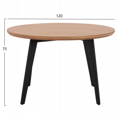 ESSTISCH RUNDE MDF-PLATTE EICHE HOLZFURNIER RUSTIKALER STIL Φ120x75 cm WW9306.01