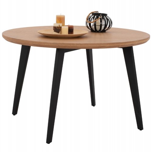 ESSTISCH RUNDE MDF-PLATTE EICHE HOLZFURNIER RUSTIKALER STIL Φ120x75 cm WW9306.01