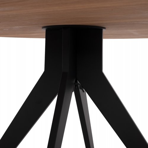 DINING TABLE ROUND MDF TOP WITH OAK WOOD VENEER RUSTIC STYLE Φ120x75cm WW9307.01