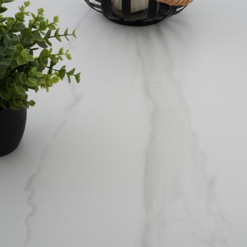 ΤΡΑΠΕΖΙ ΤΡΑΠΕΖΑΡΙΑΣ ΣΤΡΟΓΓΥΛΟ ΑΠΟ SINTERED STONE ΛEYKO ΜΕΤΑΛΛΙΚΑ ΠΟΔΙΑ Φ115x75Y εκ. WW9309.01