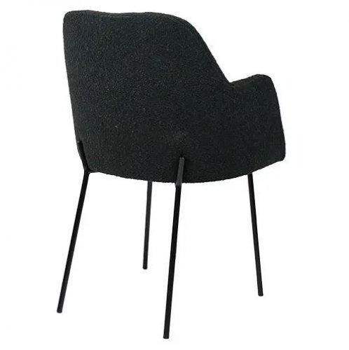 Sessel "Vere" aus schwarzem Boucle Polster und Beine aus schwarzem Metallgestell
