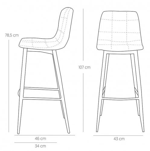 Barhocker "Lauren" aus Mikrofaser in Cognac und Metallbeinen