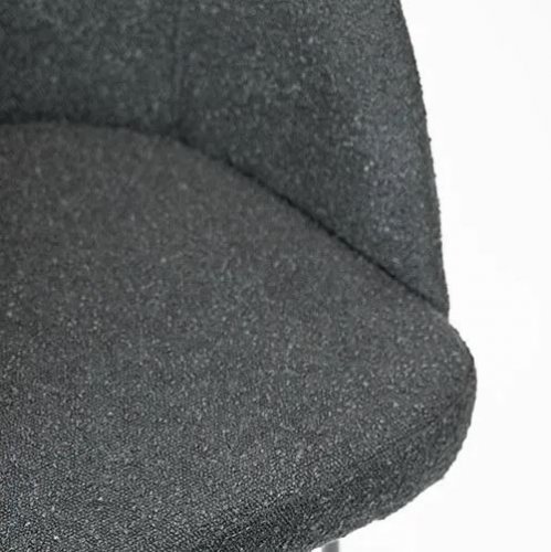 Sessel "Vere" aus schwarzem Boucle Polster und Beine aus schwarzem Metallgestell