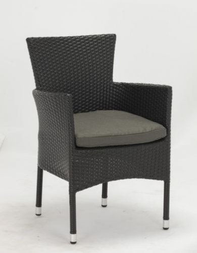 Outdoor Sessel stapelbar aus Aluminium in Schwarz Rattan Look