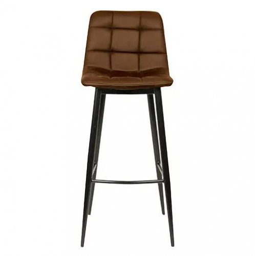 Barhocker "Lauren" aus Mikrofaser in Cognac und Metallbeinen