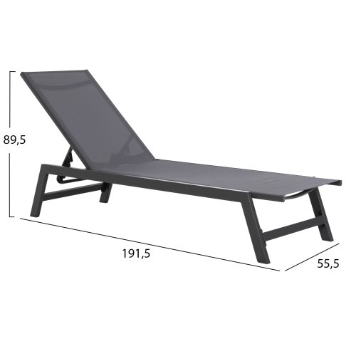 ALUMINUM SUNBED ANTHRACITE FRAME & TEXTILENE 191,5x55,5x89,5Hcm