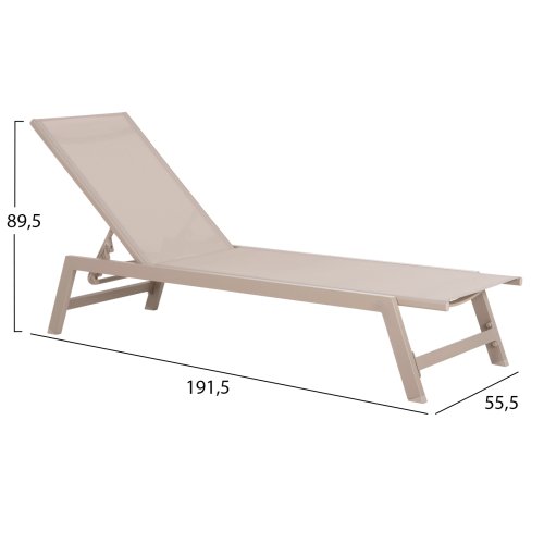 ALUMINIUM-SONNENLIEGE CHAMPAGNER RAHMEN & TEXTILIEN 196,5x64,5x92Hcm