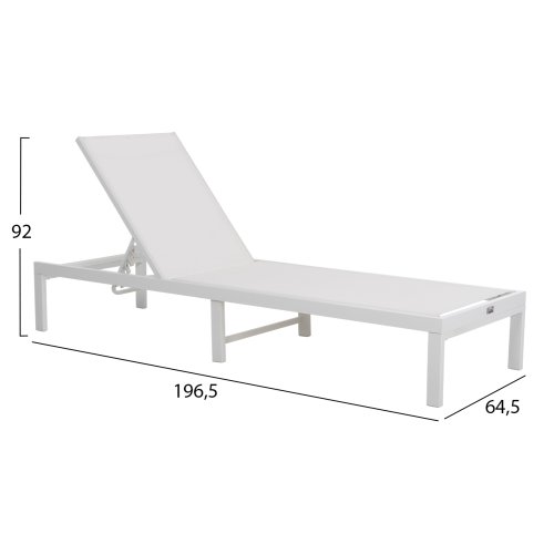 ALUMINUM SUNBED WHITE FRAME & TEXTILENE 196,5x64,5x92Hcm