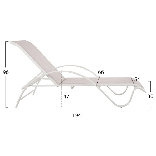 Deck chair made of aluminum and textline in white