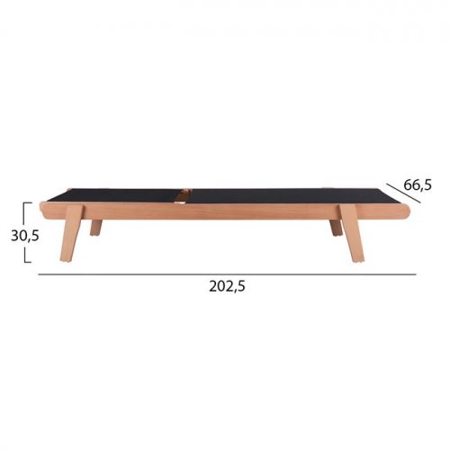 High-quality beach lounger made of solid beech wood in a black color