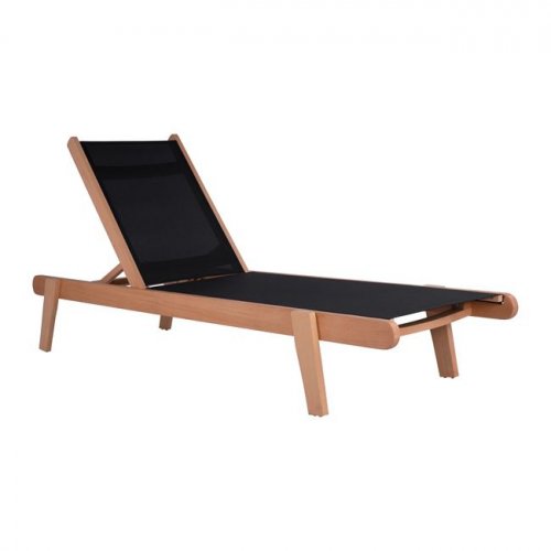 High-quality beach lounger made of solid beech wood in a black color