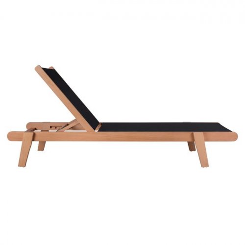 High-quality beach lounger made of solid beech wood in a black color