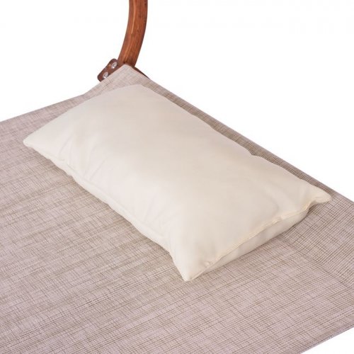 Sonnenliege "Colby" aus Holz in Walnuss-Beige mit Beschattung 105X221X162 cm